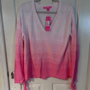 Lilly Pulitzer Jody V Neck Ombre Sweater XL NWT